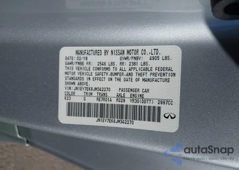 2018 Infiniti Q60 3.0T Luxe z USA, uszkodzony, nr VIN JN1EV7EK6JM342270